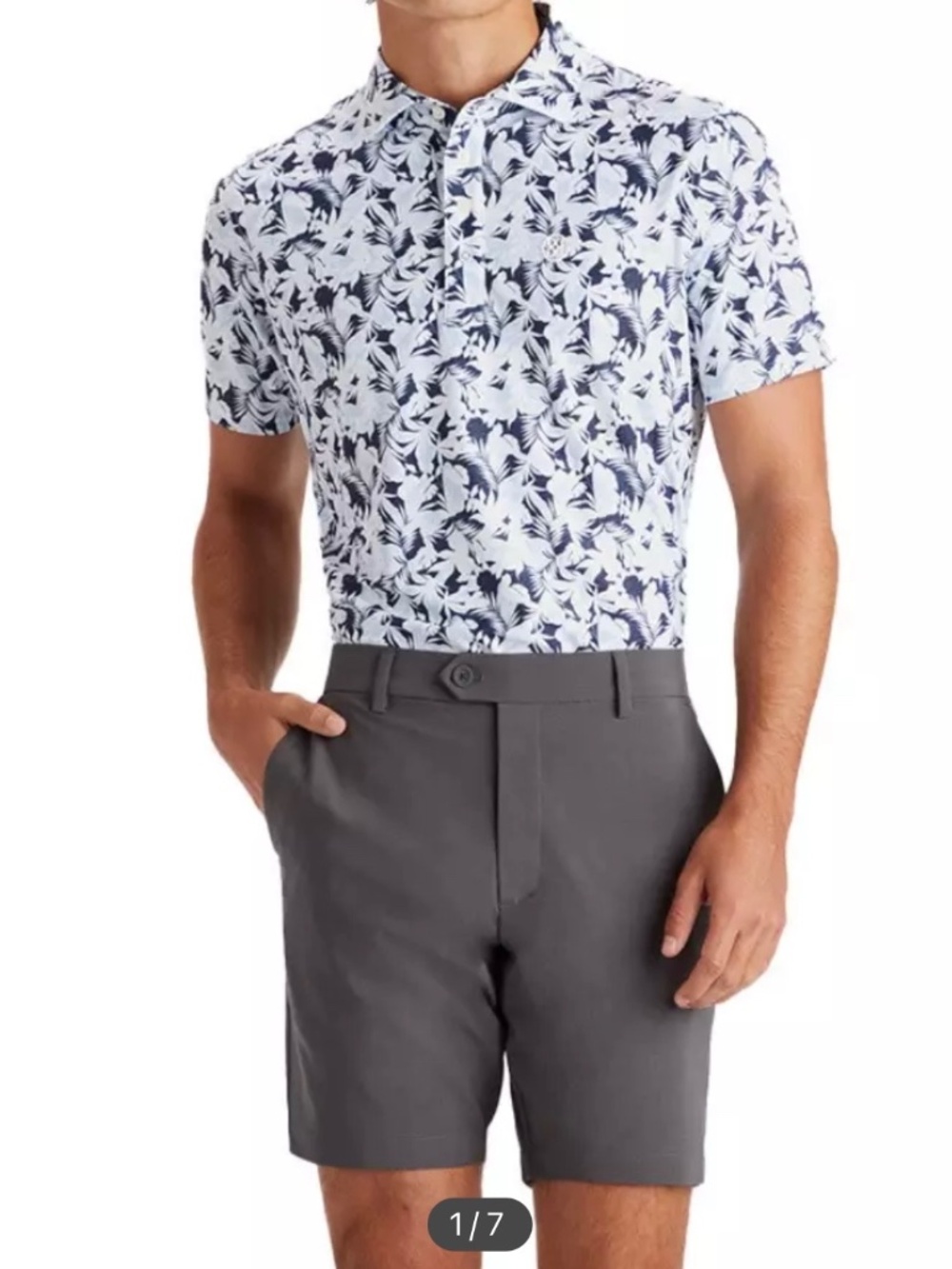 Men's G/Fore Floral Tech Pique Slim Fit Polo, Size M